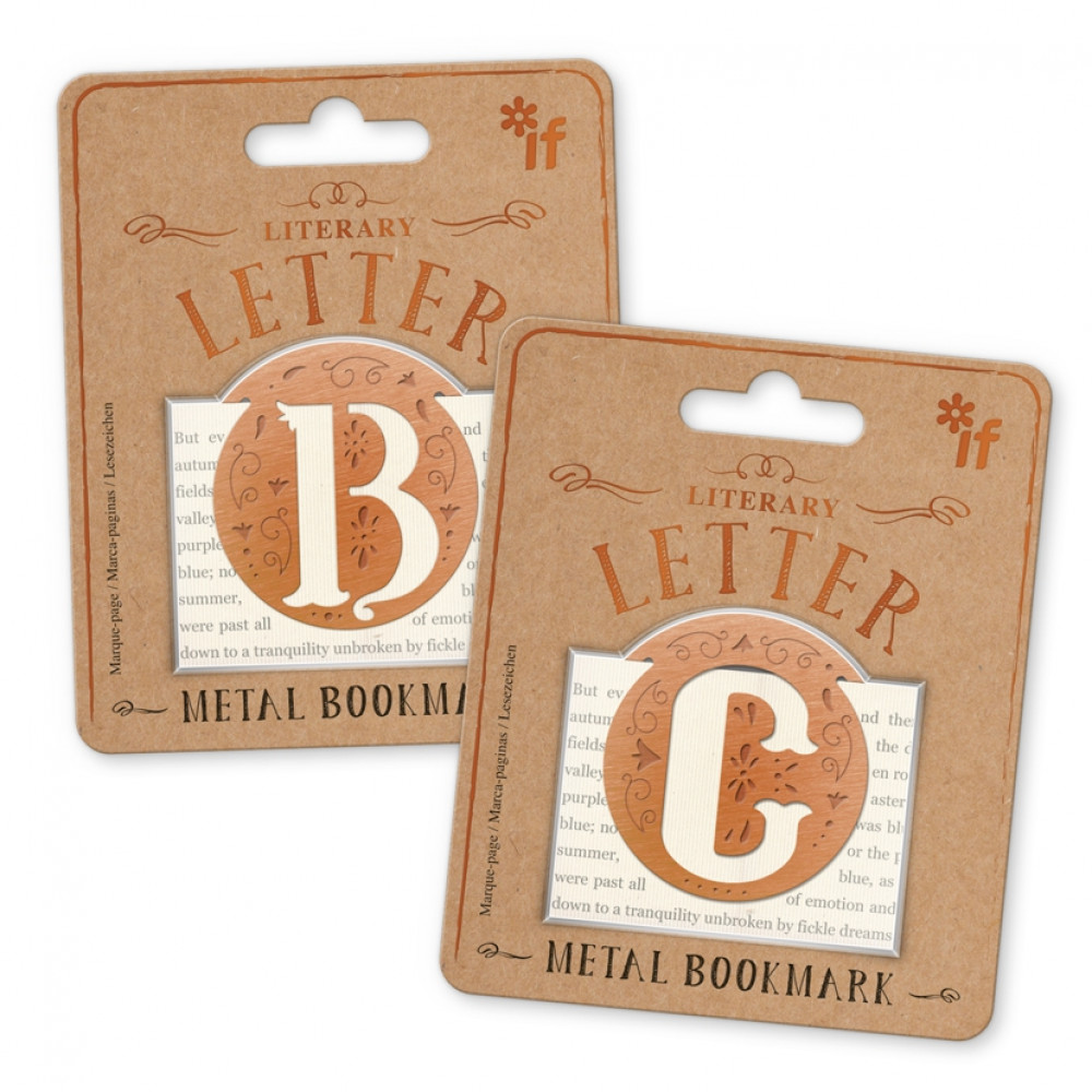 Literary Letters Metal Bookmarks, Clip-on Personalised Initial Gift