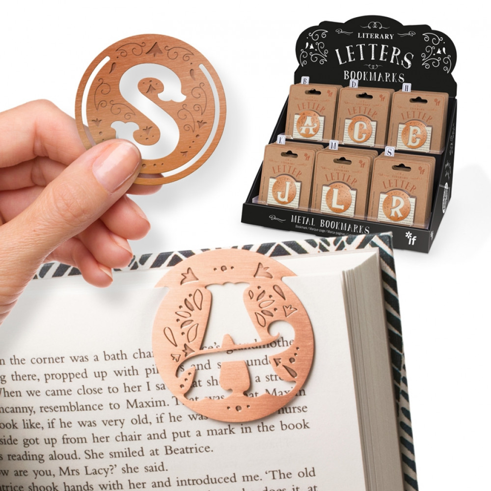 Literary Letters Metal Bookmarks, Clip-on Personalised Initial Gift